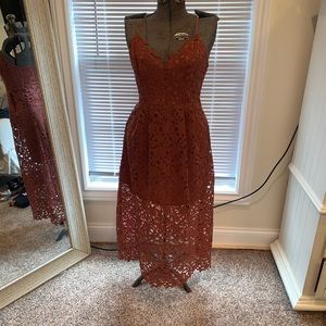 ASTR the label rust orange lace dress